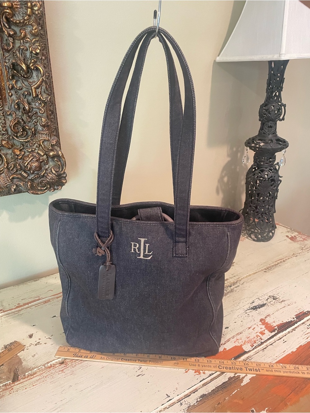 Ralph Lauren RLL Denim Tote Bag in Dark Wash